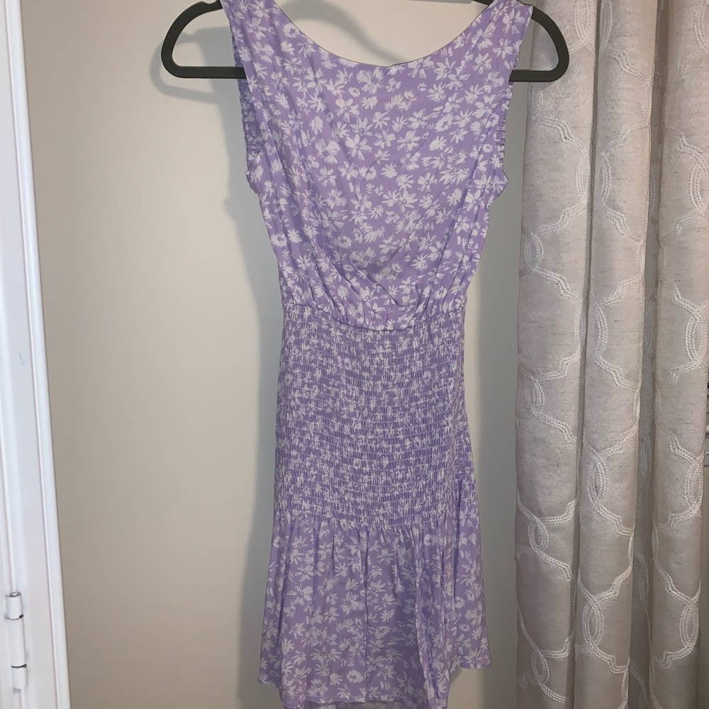 Floral Print Open Back Smock Dress